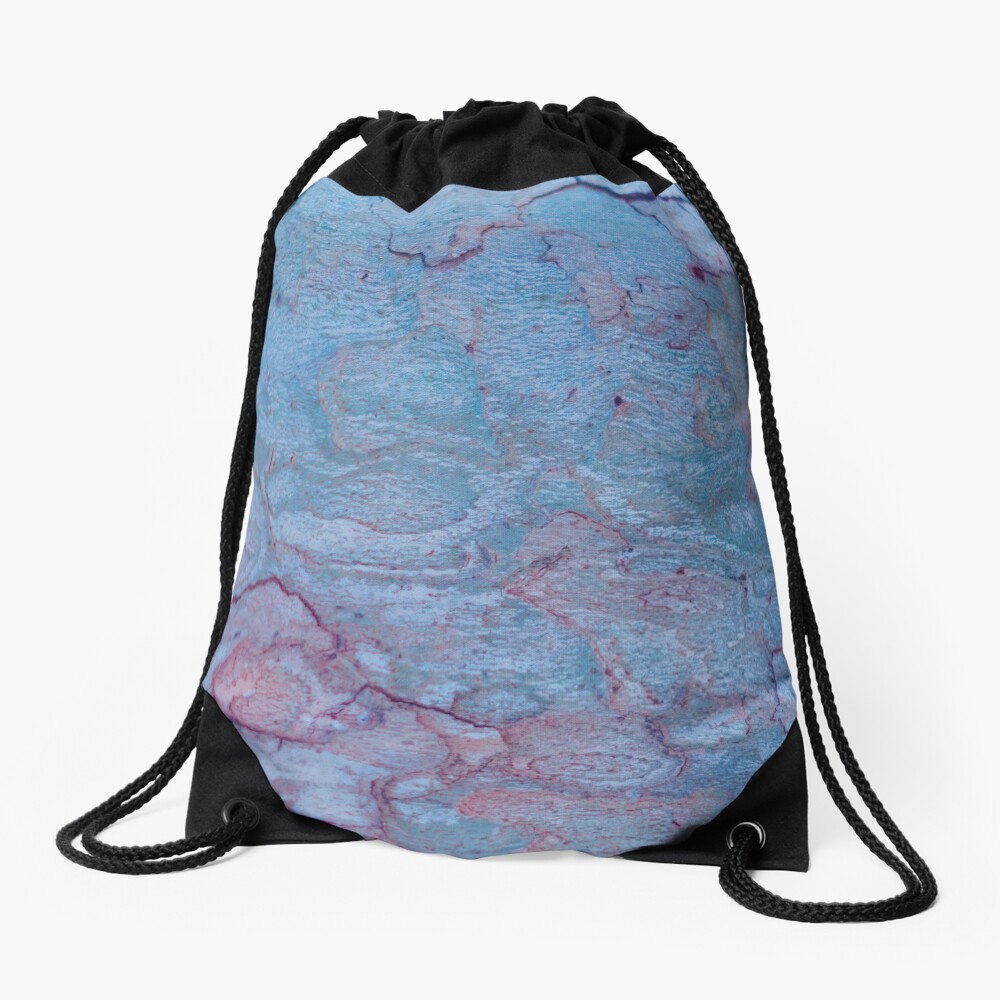 Texture blue stone structure Drawstring Bag