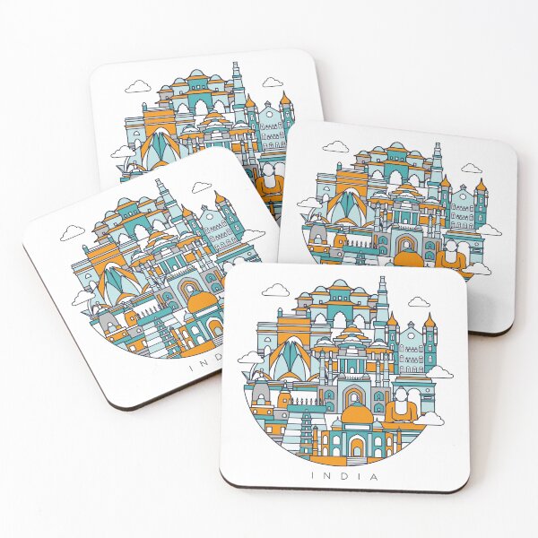 Item preview, India colorful skyline. Travel and tourism illustration designed and sold by LisaKolbasa.