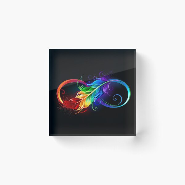 Item preview, Infinity with rainbow feather on black background designed and sold by Blackmoon9.