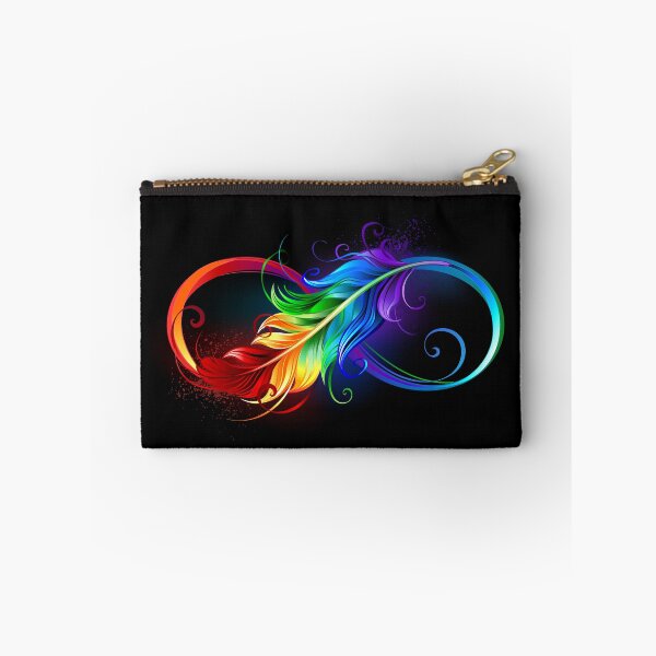 Item preview, Infinity with rainbow feather on black background designed and sold by Blackmoon9.