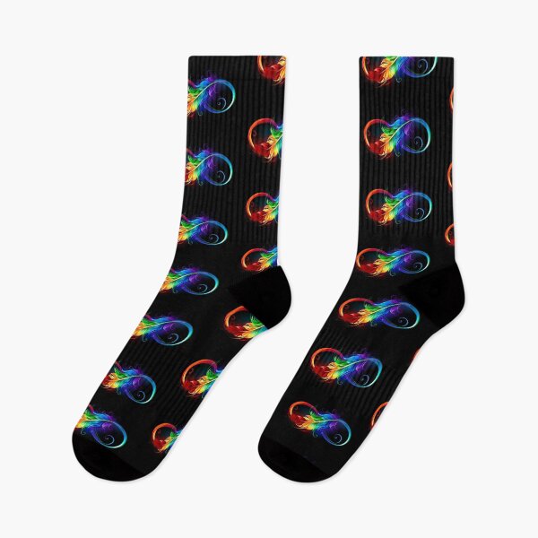 Item preview, Infinity with rainbow feather on black background designed and sold by Blackmoon9.
