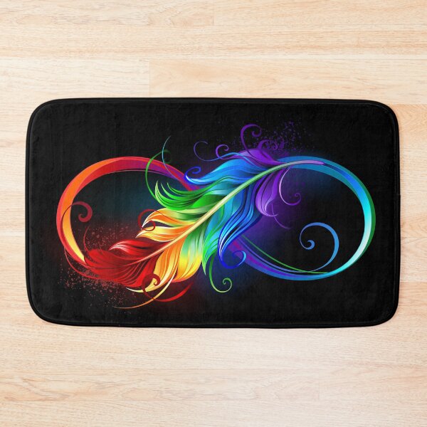 Item preview, Infinity with rainbow feather on black background designed and sold by Blackmoon9.