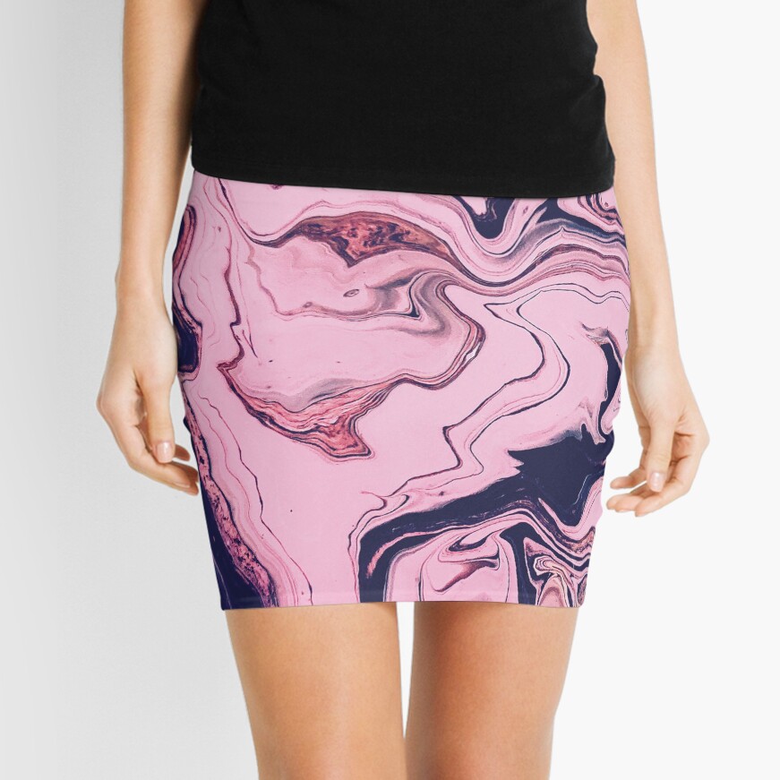 Texture pink marble paint structure Mini Skirt