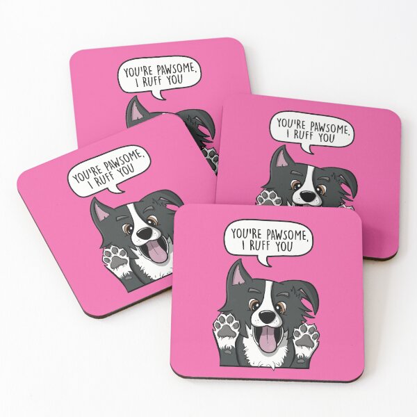 Item preview, You're Pawsome, I Ruff You - Cute Border Collie Dog Cartoon Love Pun designed and sold by LEFDDesigns.