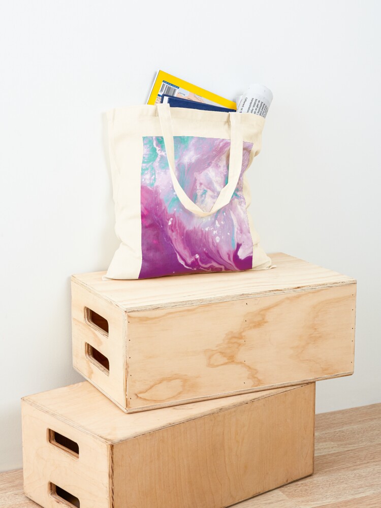 Alternate view of Texture purple and green marbled paint Tote Bag