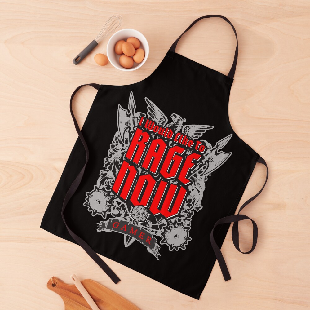 I Would Like To Rage Now Barbarian RPG Gamer D20 Dice Apron