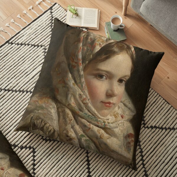 Russian Painter Oil Portrait Floor Pillow