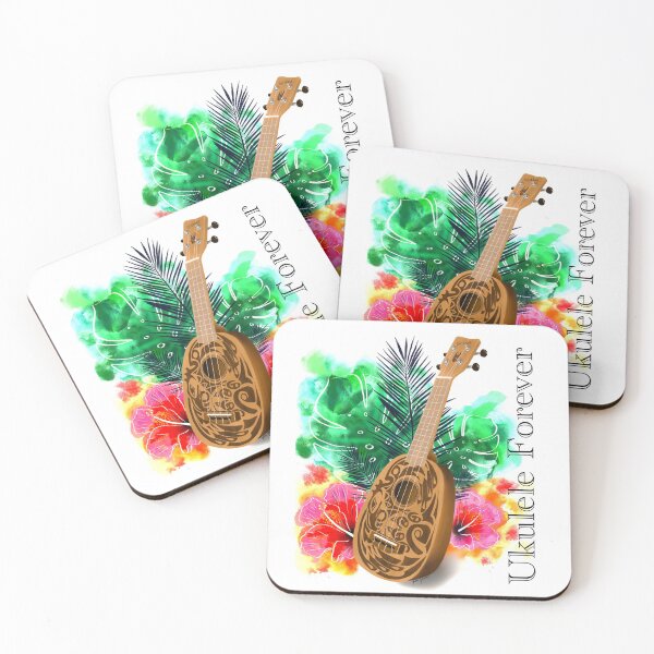 Item preview, UKULELE HIBISCUS MUSIC FOREVER WATERCOLOR designed and sold by matai-anuanua.
