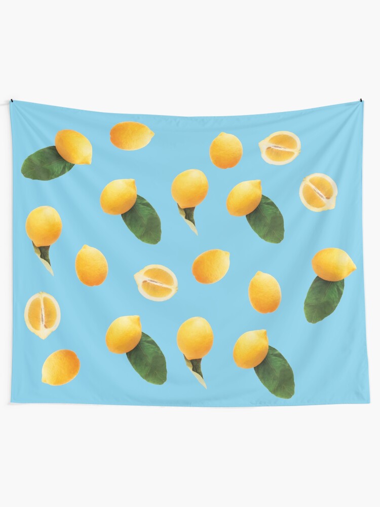 Alternate view of Pattern lemon party blue Tapestry