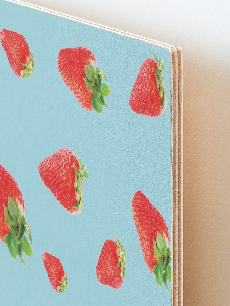 Alternate view of Pattern strawberry party blue Mounted Print