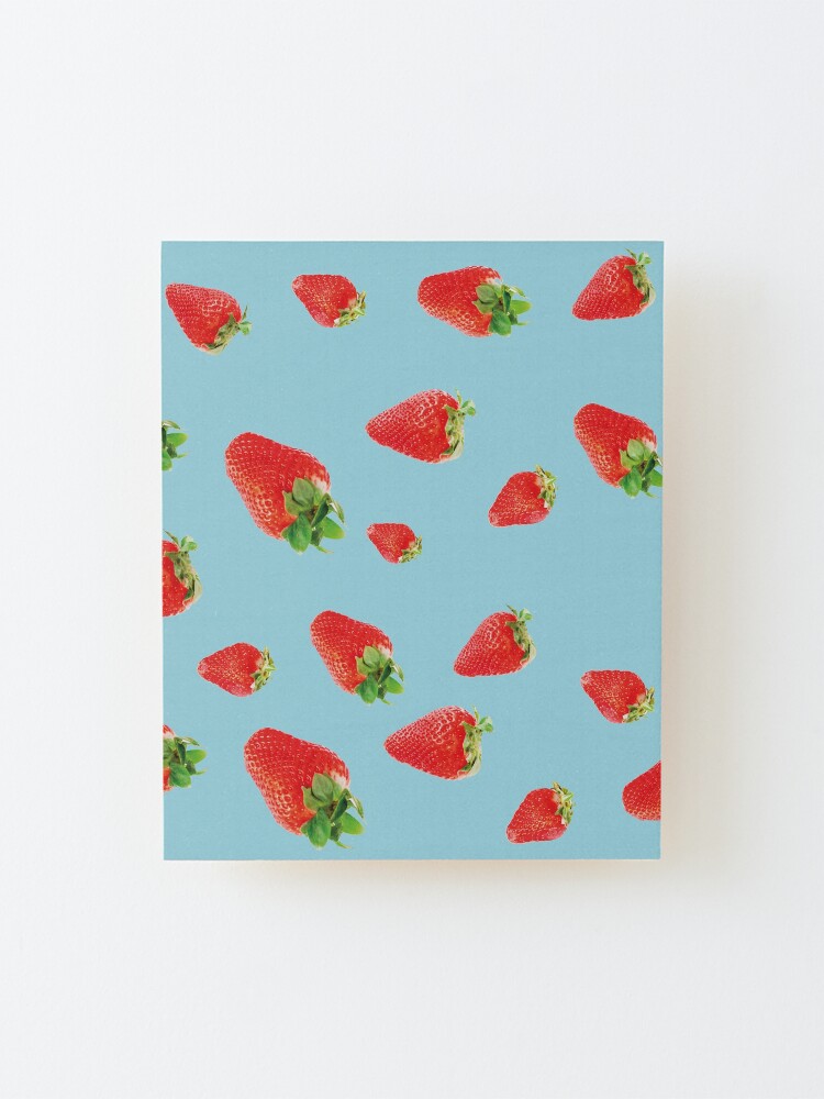 Alternate view of Pattern strawberry party blue Mounted Print