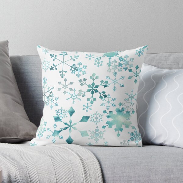 Snowflake Crystals on White Throw Pillow