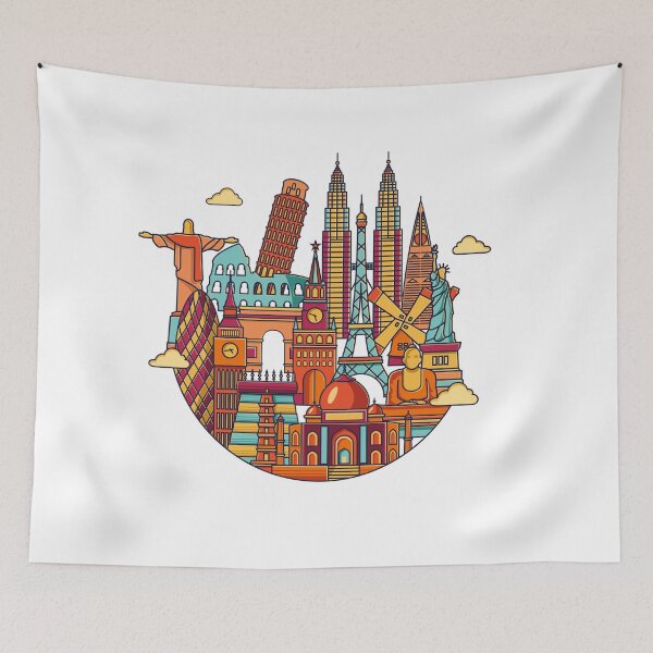 Item preview, Travel and tourism colorful illustration. World famous monuments designed and sold by LisaKolbasa.