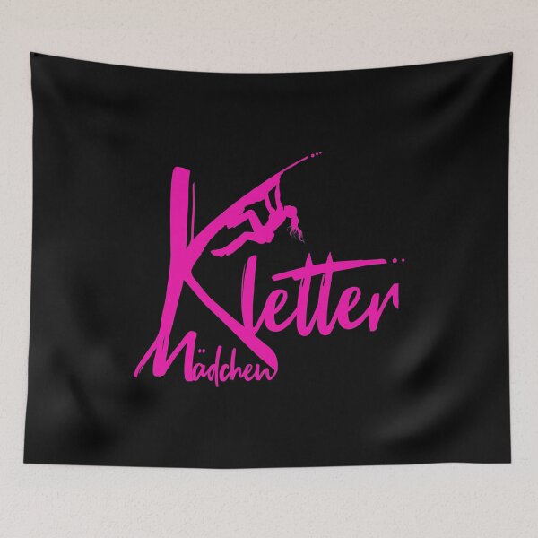 Item preview, Climbing girl climbing logo in pink with female climber climbing gifts designed and sold by MadandMean.