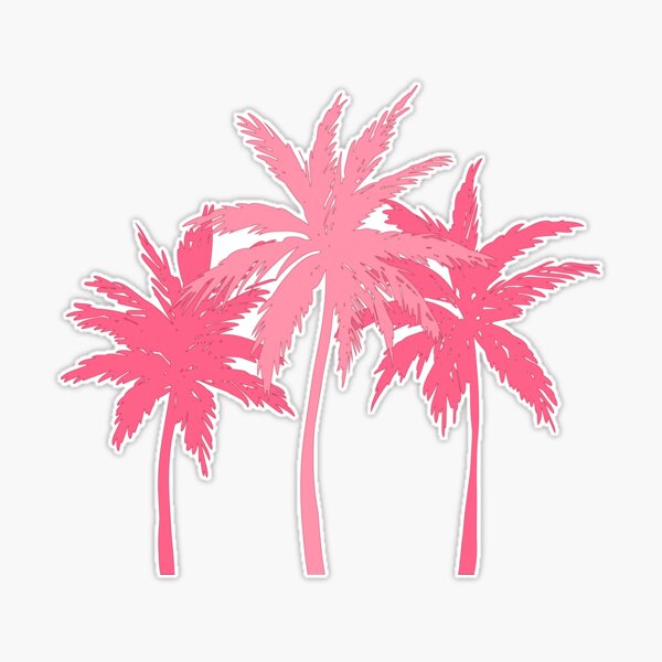 Cute pink palm trees Sticker for Sale by MinimalAnGo