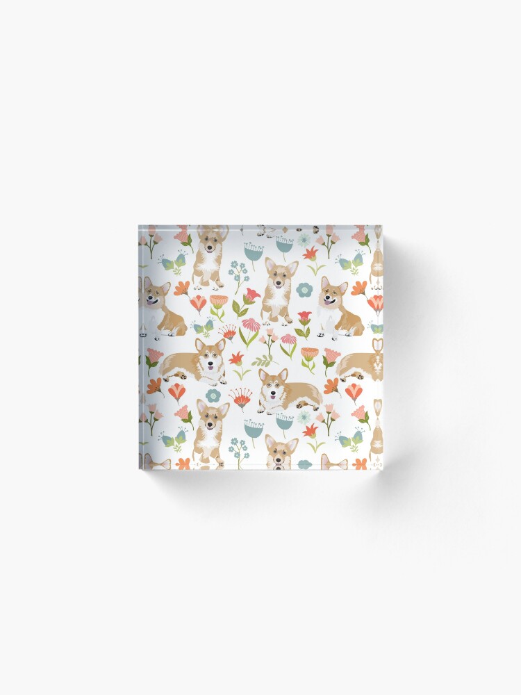 Alternate view of Summer Corgi And Flower Meadow Acrylic Block