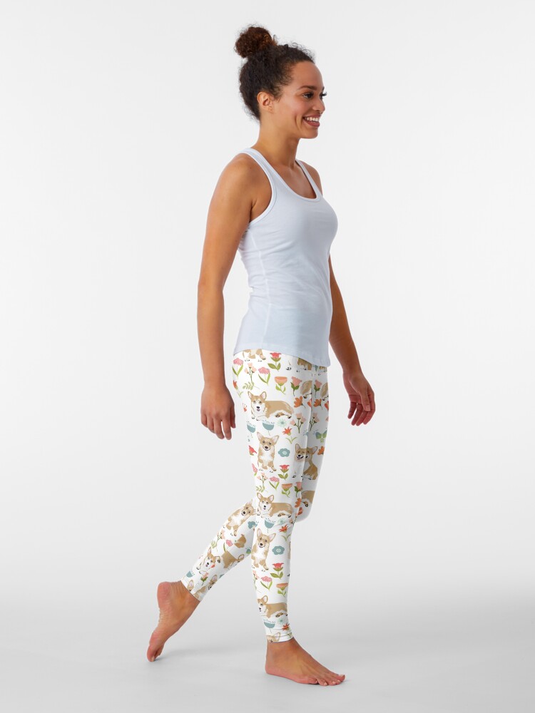 Alternate view of Summer Corgi And Flower Meadow Leggings