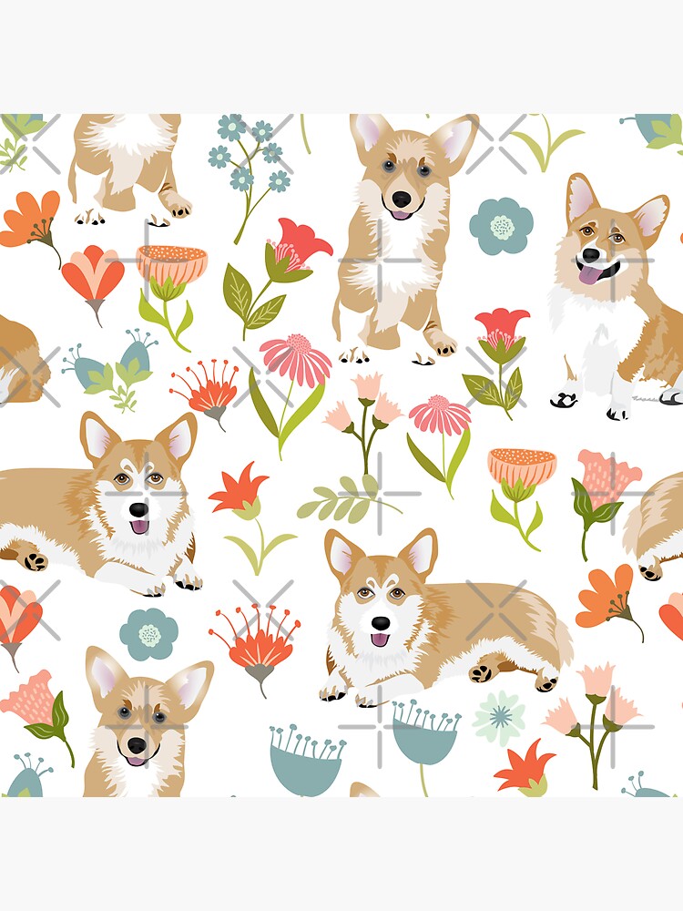Summer Corgi And Flower Meadow by Corgiworld