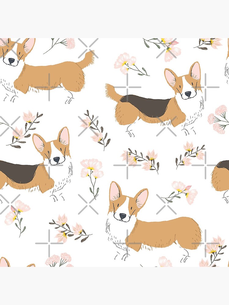 Corgi Summer Flowers Meadow by Corgiworld
