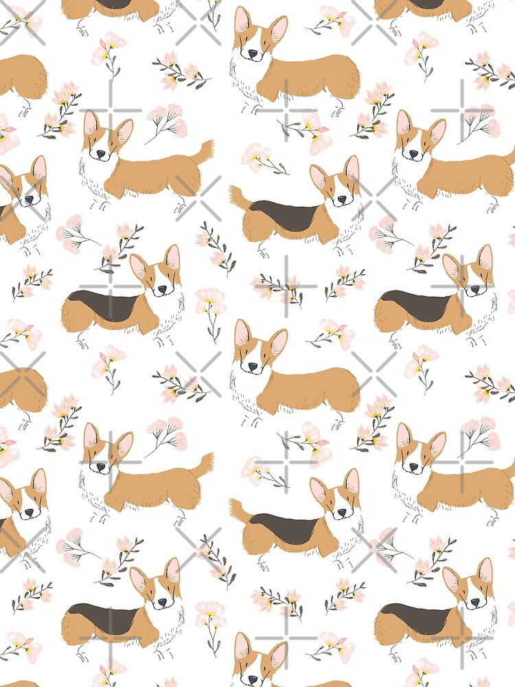 Corgi Summer Flowers Meadow by Corgiworld