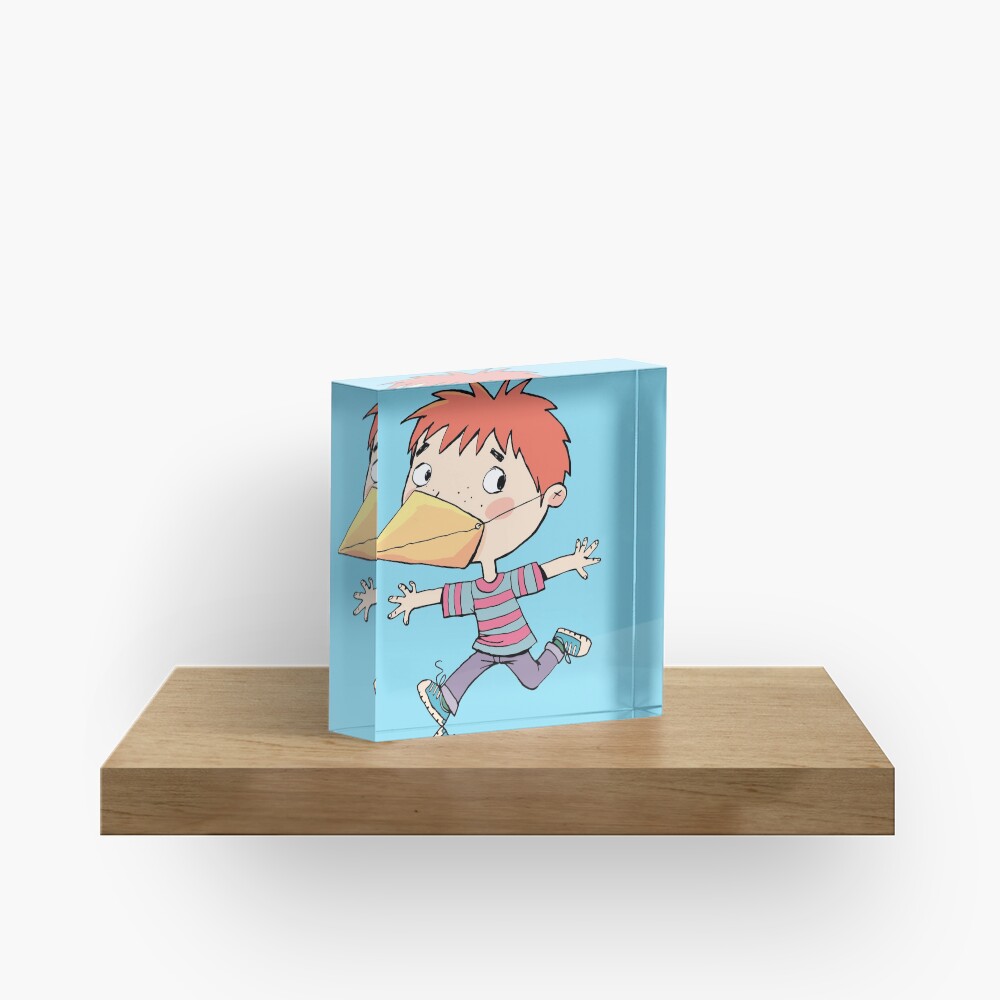 boy with a mask on his face that is a bird's beak Acrylic Block