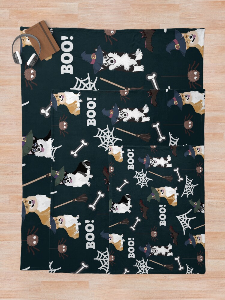 Alternate view of Corgis Celebrate Halloween - BOOOOO Throw Blanket