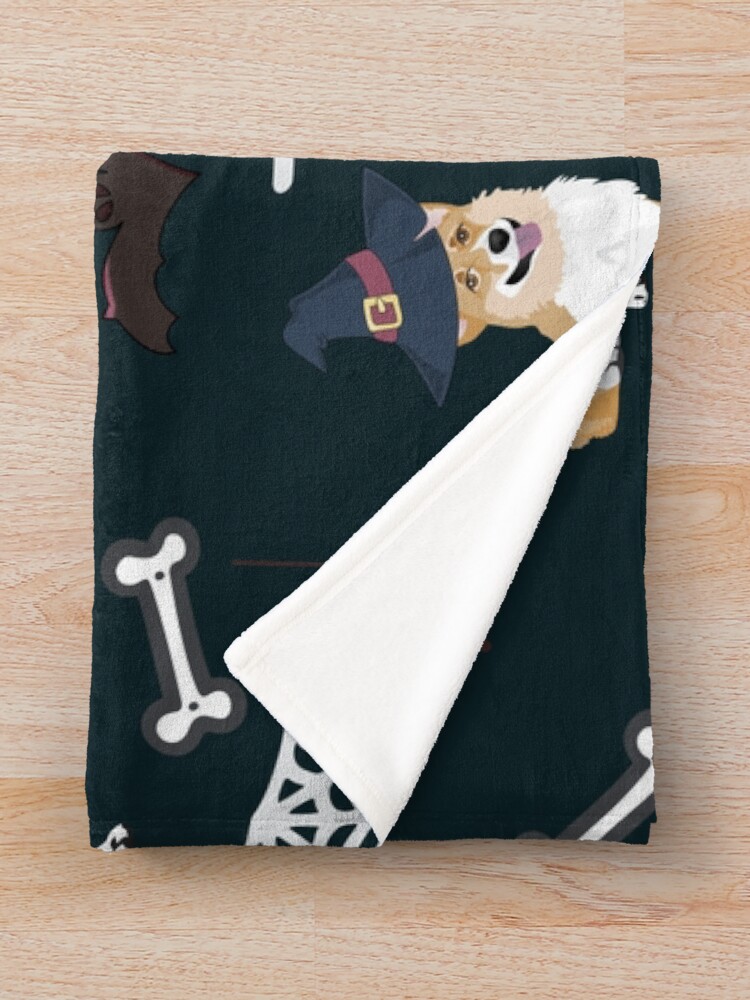 Alternate view of Corgis Celebrate Halloween - BOOOOO Throw Blanket