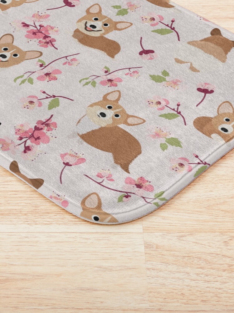 Alternate view of Corgis And Cherry Blossoms Sakura Pattern Bath Mat
