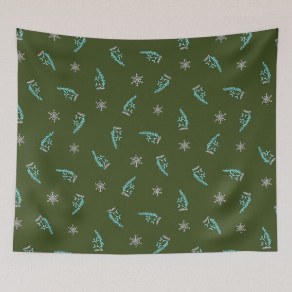 Item preview, spruce branches, mistletoe, and snowflakes pattern designed and sold by rysunki-malunki.