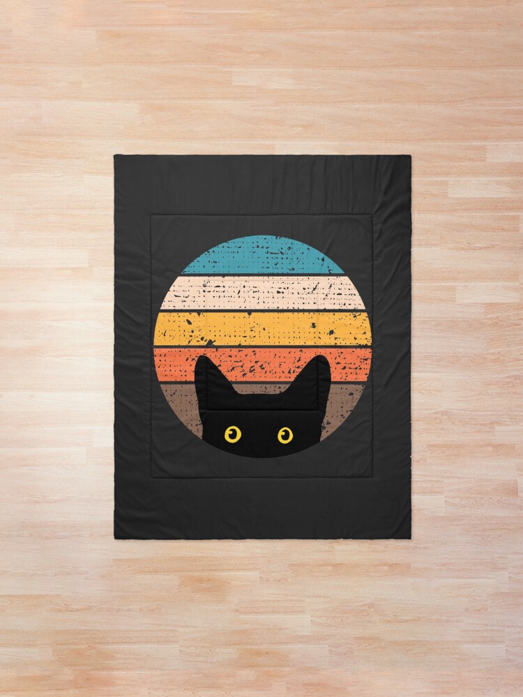 Alternate view of Peeking Cat in Retro Circle Comforter