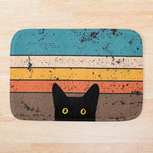 Peeking Cat in Retro Circle Bath Mat