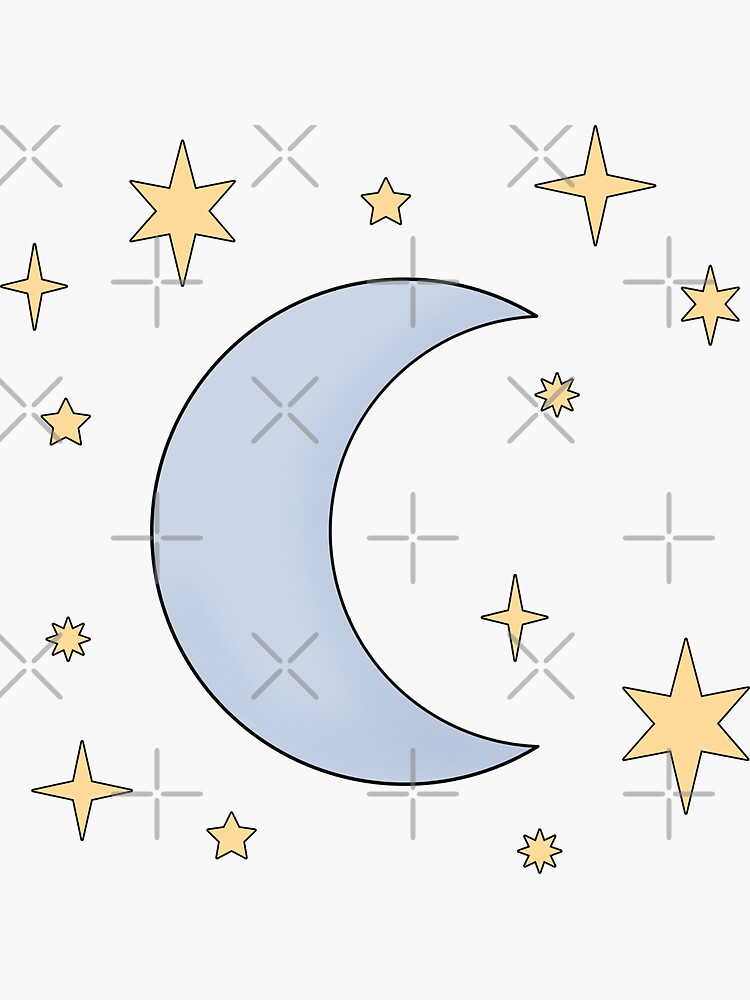 Thumbnail 3 of 3, Sticker, moon and stars designed and sold by Pastel-PaletteD.