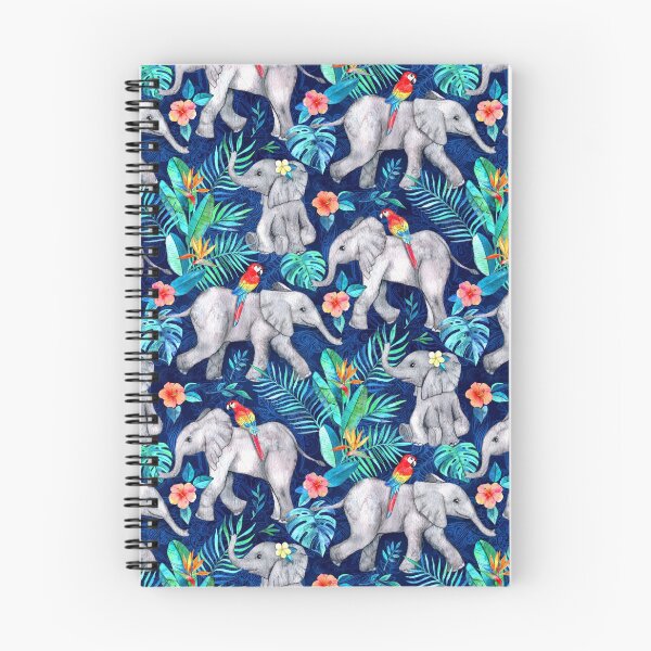Item preview, Elephants and Parrots in Indigo Blue designed and sold by micklyn.