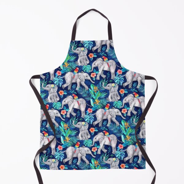 Item preview, Elephants and Parrots in Indigo Blue designed and sold by micklyn.
