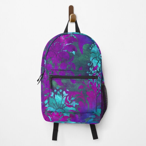 Jungle Floral Neck Gator Blue and Purple Jungle Flowers Backpack