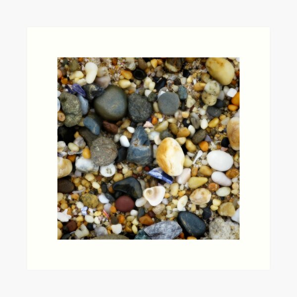 Wet pebbly beach Art Print