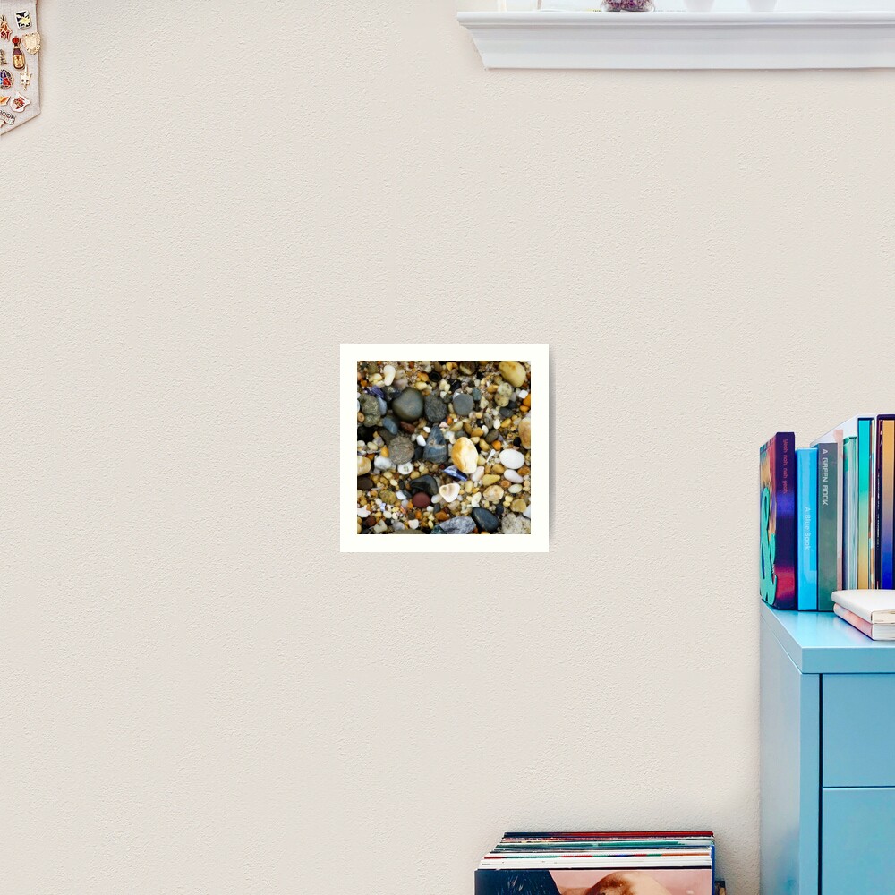 Wet pebbly beach Art Print
