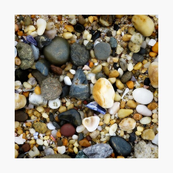 Wet pebbly beach Photographic Print