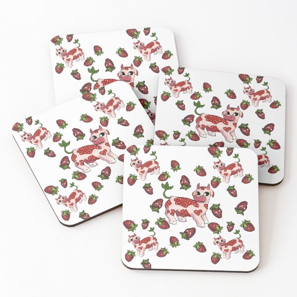 Item preview, Strawberry Cow Cute cottagecore inspired watercolor pattern designed and sold by RuthAzul.