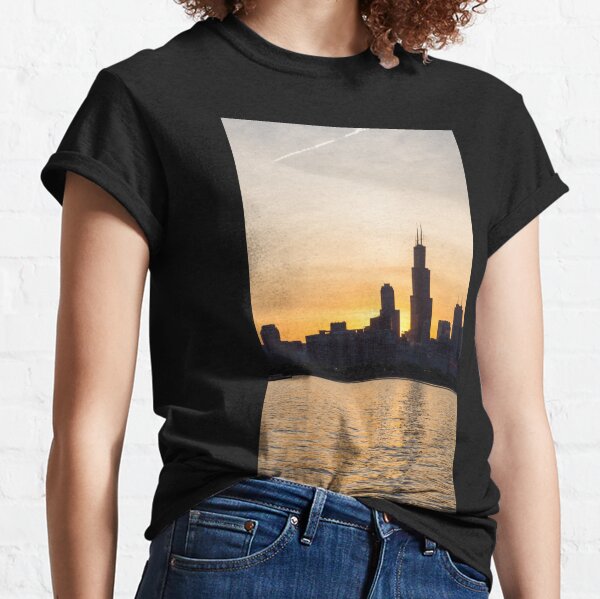 Willis Tower Chicago Illinois Est 1837 Unisex Logo T-Shirt-X-Large