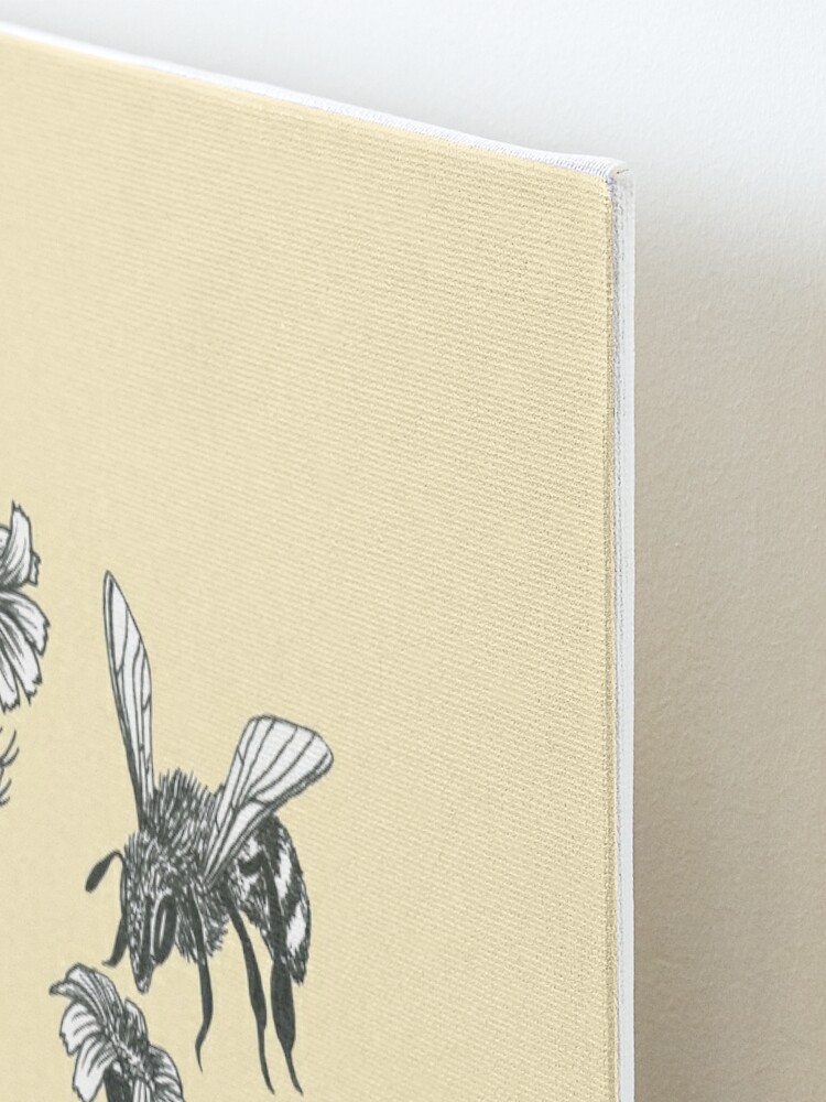 Alternate view of bees and chamomile on honey background  Mounted Print