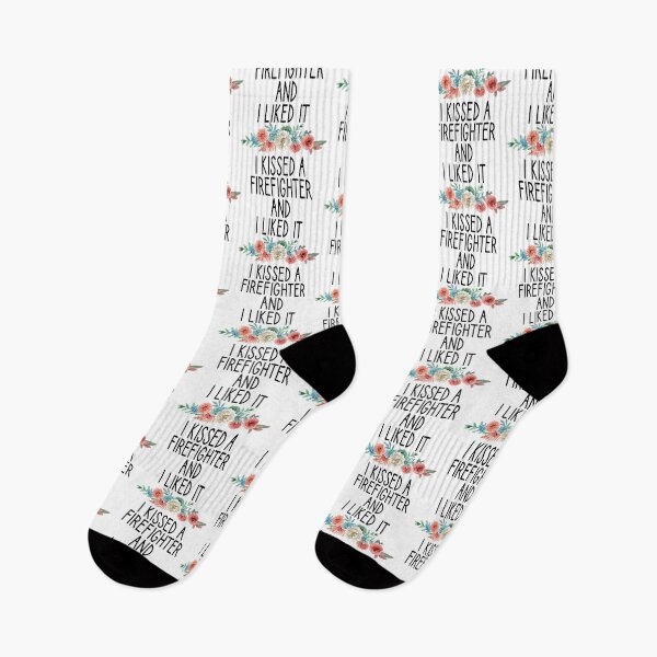 Item preview, I Kissed a Firefighter and I Liked It /Firefighter Gift /Fire Fighter / Firefighting  Fireman Apparel Gift Wife Girlfriend - Funny Firefighter Gift floral style idea design designed and sold by Chamssou.