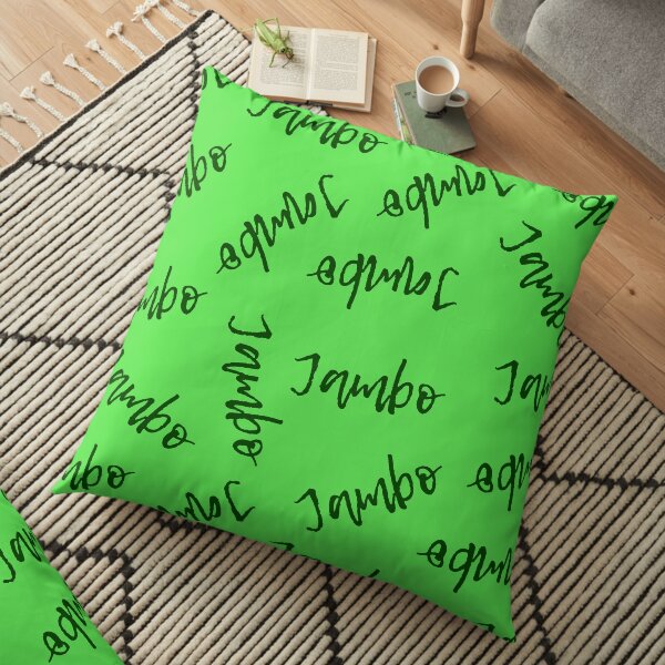Jambo (Green on Green) - Africa Swahili Quote Floor Pillow