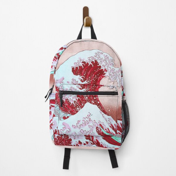 Item preview, Hokusai - The Great Wave of Kanagawa - Pastel Pink Red Ocean Blue Green Colors | Japanese Art designed and sold by balbert3.