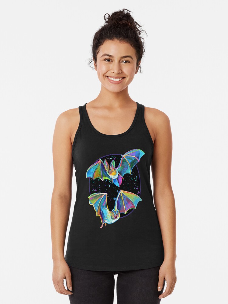 Thumbnail 1 of 3, Racerback Tank Top, Psychedelic Bat Pattern by Robert Phelps designed and sold by RobertPhelpsArt.