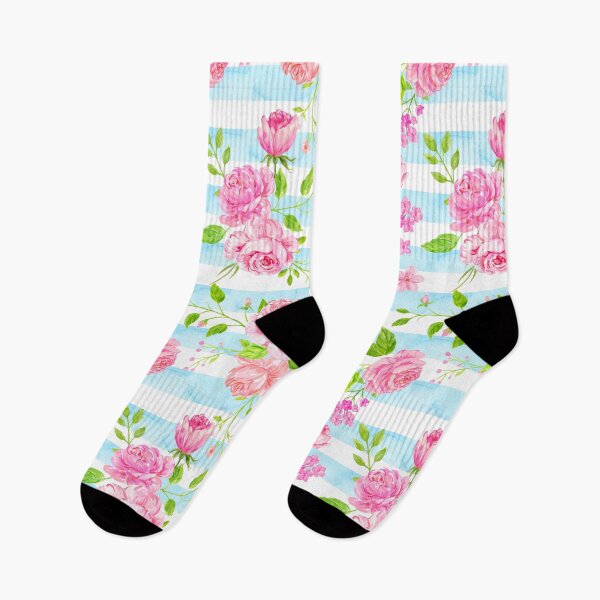 Aperçu de l'œuvre Fond bleu n 'blanc avec motif doux de roses aquarelles étonnantes créée et vendue par Skynix.