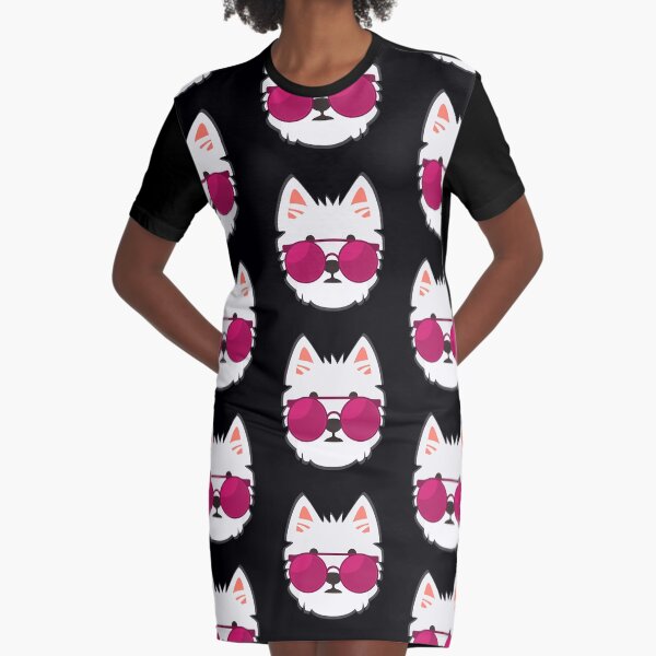 Westie Face With Sunglasses Graphic T-Shirt Dress