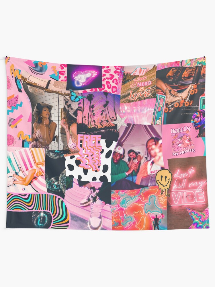 Alternate view of trippy baby collage Tapestry