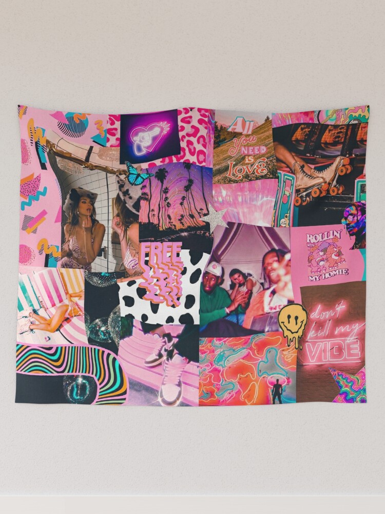 neon sign collage Tapestry for Sale by morgananjos