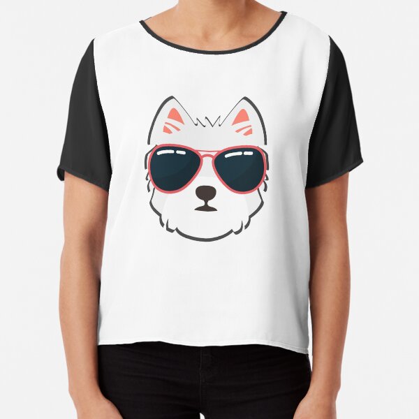 Westie Face With Sunglasses Chiffon Top